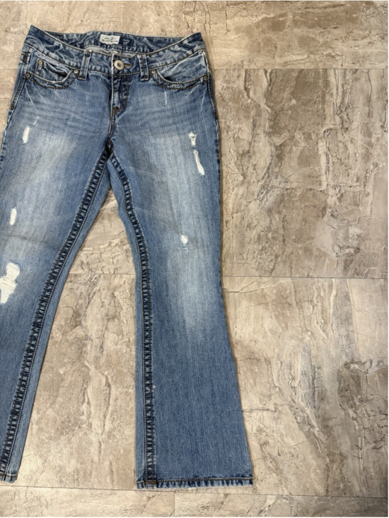 Aeropostale Denim - Aeropostale Hailey Skinny Flare Jeans Distressed Low Rise Size 7/8 Reg W 30 Y2K
